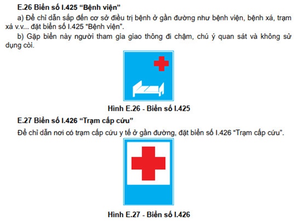 Ý nghĩa biển báo bệnh viện I.425